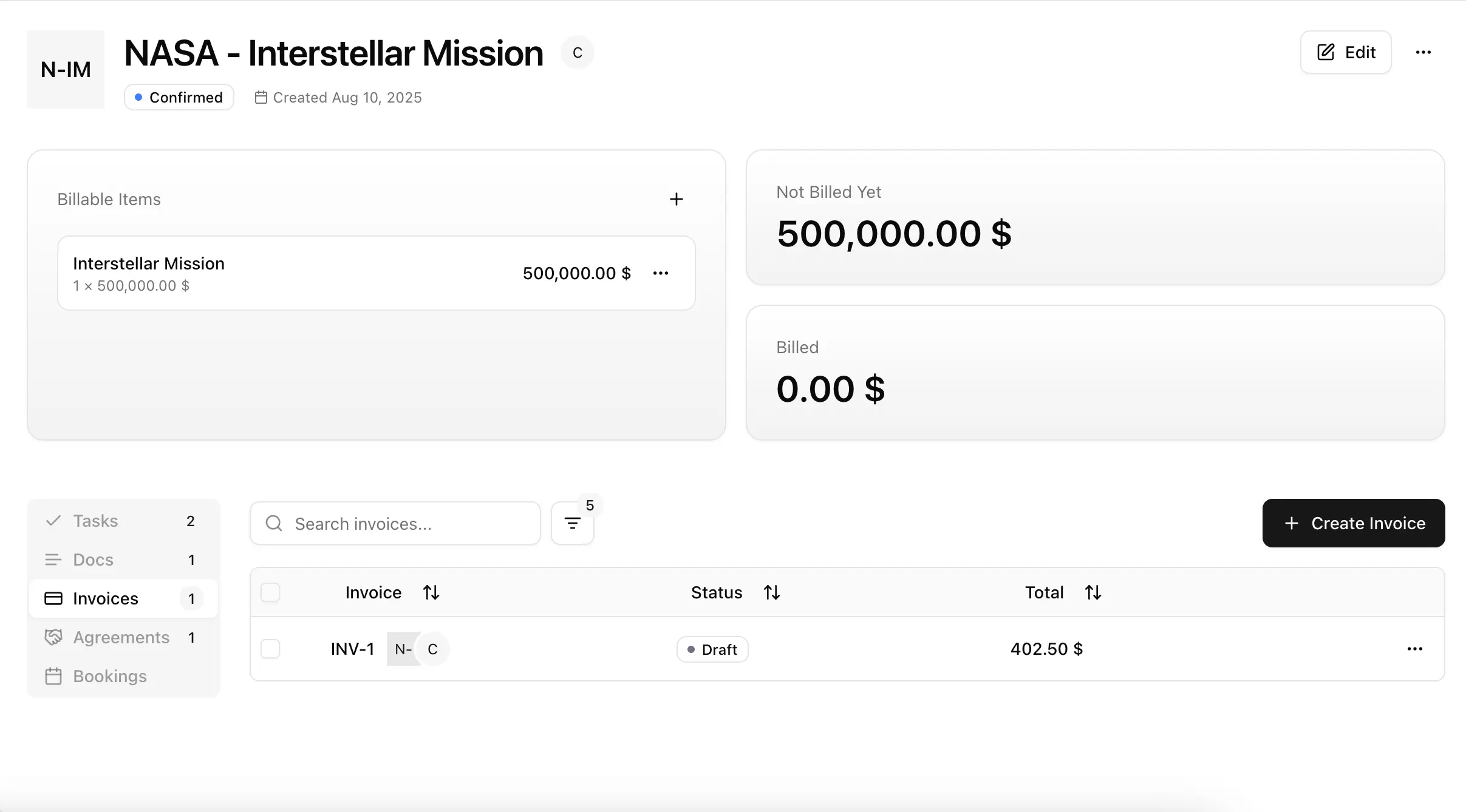 Keep track of billable items per project
