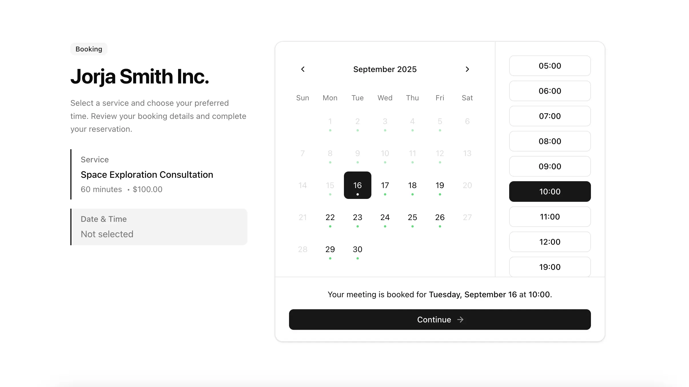 Share booking links with clients